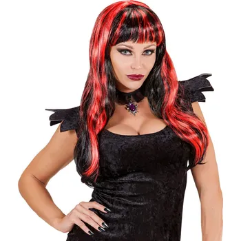 Karnevalová paruka Dámská červená pruhovaná paruka