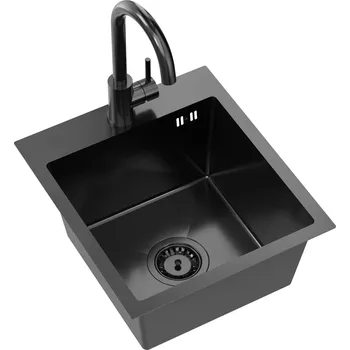 Granitový dřez Quadron Luke dřezy s baterií černá/černá ZH4045PVDBLM_3623500_PVDBLM