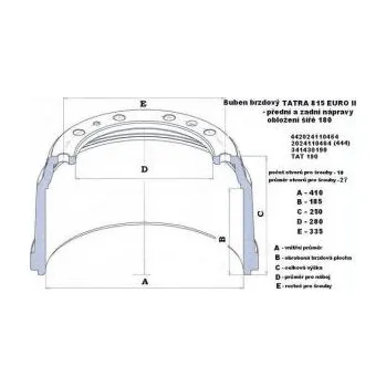 Brzdový buben Brzdový buben 410x185x250x280x335 Tatra 815 Euro II Perrot 4675