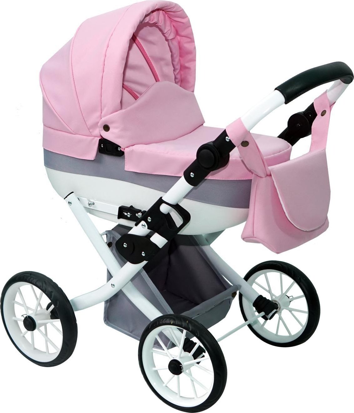 Tudore Dětský kočárek pro panenky Světle růžový č.6