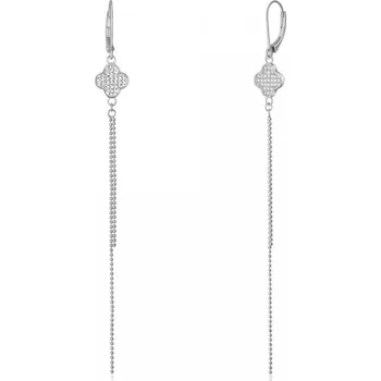 Náušnice Stříbrné visací náušnice čtyřlístky se zirkony