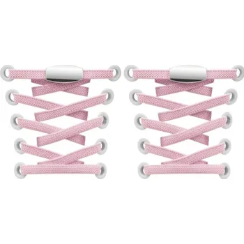 Tkaničky do bot Elastické tkaničky do bot široké - Typ E - zacvakávací, dvojitá koncovka, jeden pár - Růžové, 100 cm