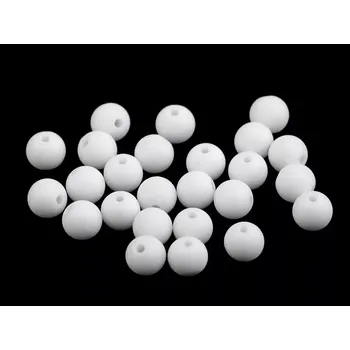 Dětské navlékací korálky Plastové korálky 10mm bílé (5ks)