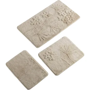 Koupelnová předložka Foutastic Sada 3 béžových koupelnových předložek Foutastic Orkide ID_949052 40 x 60, 50 x 60, 60 x 100 cm Béžová