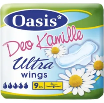 Menstruační vložka Oasis Ultra Wings Deo Kamille ultra tenké parfémované hygienické vložky s křidélky 9 kusů