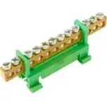 ELEMAN, PE12 můstek (Můstek PE 12 (svorkovnice 12x16mm2), nekrytý IP00, zelený, 63A, na DIN, rozměr 87x23x28mm. )