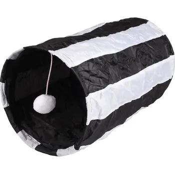 Hračka pro kočku Nylonový tunel pro kočky FLAMINGO pruhovaný šustící 25x50cm (MIX BAREV)