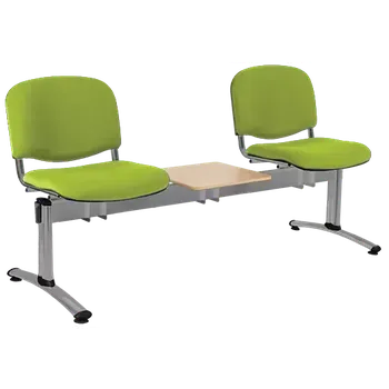 CL - 23 + D, čalouněná lavice do čekárny, 2-sedák, stolek, látka SUE - S 34 hráškově zelená, kostra stříbrná