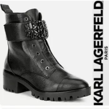 Dámské kozačky Karl Lagerfeld Paris dámská obuv polokozačky Payson černé Velikost: 41
