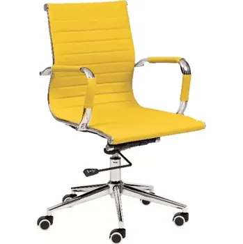 PARMA židle kancelářská, kříž chrom, ekokůže žlutá
