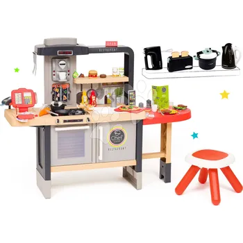 Dětská kuchyňka Set restaurace s elektronickou kuchyňkou Chef Corner Restaurant Smoby s kuchyňskými spotřebiči Tefal