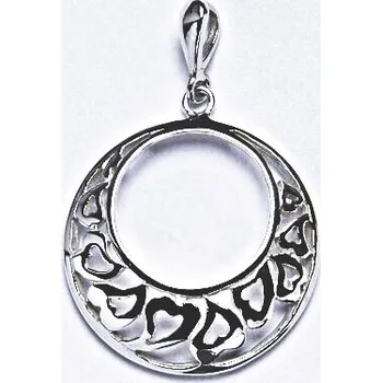 Přívěsek Stříbrný přívěsek kruh a srdce - P975 (Stříbrný kruh se srdíčky)