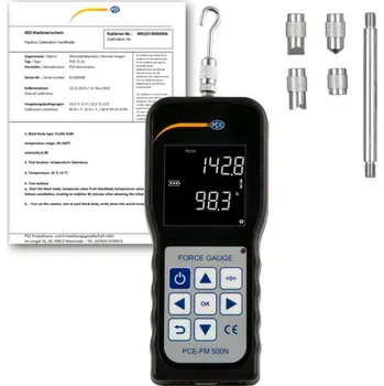 Siloměr PCE-FM 500N, pro napětí v tahu a tlaku, do 500 N, interní snímač zatížení, certifikát ISO