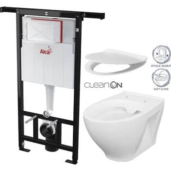 WC sada Předstěnový instalační systém bez tlačítka + WC CERSANIT CLEANON MODUO + SEDÁTKO AM102/1120 X MO1