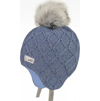 Čepice Čepice Dráče Vivo MERINO vázací s krytím uší jeans modrá velikost čepic: 46-48cm