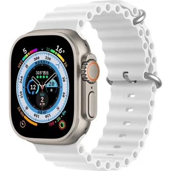 Řemínek na hodinky DUX DUCIS Ocean Wave sportovní silikonový řemínek pro Apple Watch 42/44/45mm bílá