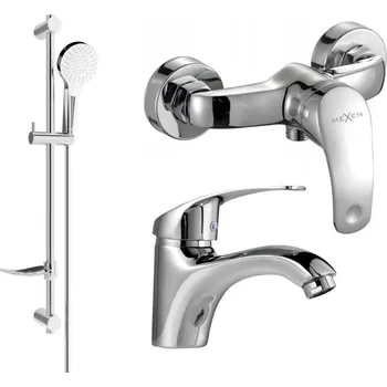 Vodovodní baterie MEXEN/S - Fabia DF05 Set umyvadlové a sprchová baterie s příslušenstvím, chrom 746504DF05-00