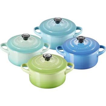 Le Creuset, Nádobí na zapékání a servírování Mini Cocotte Metallics 250 ml nebesky modré a zelené 4 ks - Formadore
