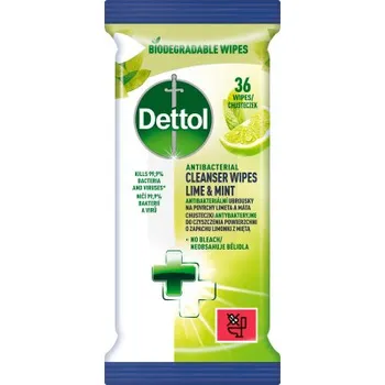 Papírový kapesník Dettol dezinfekční ubrousky na povrchy limetka a máta 36 ks