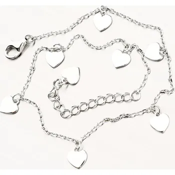 Šperk Dámský náramek stříbro 925 na nohu se srdíčky PKL-4013 délka 25 cm