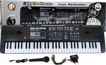 Hudební nástroj pro děti Dětský keyboard s mikrofonem a rádiem S-MQ012FM 61 kláves černý