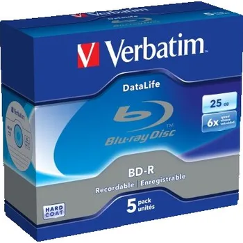 Optické médium VERBATIM BD-R SL DataLife 25GB, 6x, jewel case 5 ks