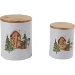 Plechová kulatá dóza Vánoční čas, set 2 ks, 110x140/135x165mm