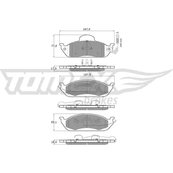 Brzdová destička Sada brzdových destiček, kotoučová brzda TOMEX Brakes TX 12-83