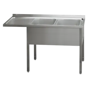 Sporák Stůl mycí 190 -x70x90 - 2x dřez 40x50x30 odkapávací plocha levá | REDFOX - MSDOL/M 7019