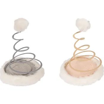 Hračka pro kočku Hračka pro kočky FLAMINGO - chlupatá koule na pružině 22x28cm