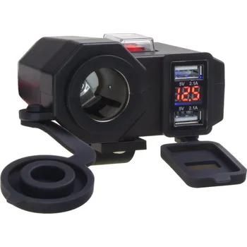 2x USB nabíječka, voltmetr a CL zásuvka voděodolná na motocykl