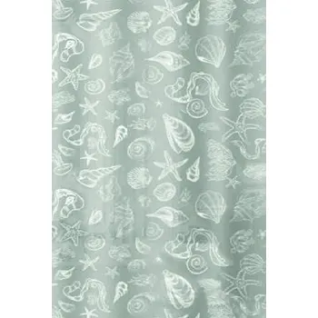 Sprchový závěs BISK Erga Peva, sprchový závěs s háčky (12ks) 200x180 cm, šedá vzor Mare, ERG-08269