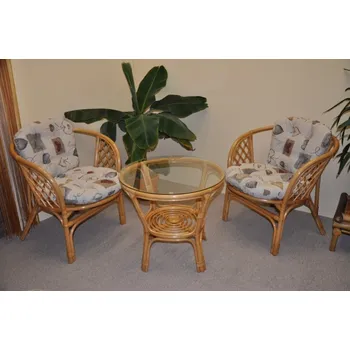 Sedací souprava Ratanová sedací souprava Bahama malá medová polstry motiv srdce LOVE