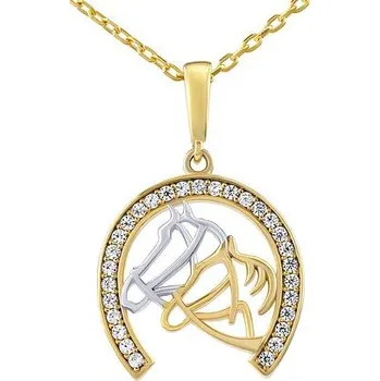 Řetízek Stříbrný/pozlacený náhrdelník s přívěskem koně Bugi PRGPK0534P