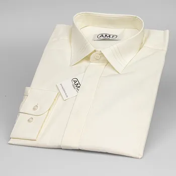 Pánská košile Pánská luxusní košile AMJ smetanová JDA016SKL, dlouhý rukáv, zdobený límec, vel. 42