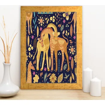 Obraz ASIR Obraz na MDF s rámem V RÁJI ŽIRAF 24 x 29 cm