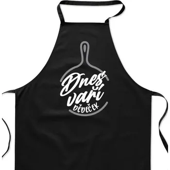 Kuchyňská zástěra Zástěra černá - Dnes vaří dědeček