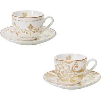 Sada dvou šálků s podšálky 90 ml Excalibur I. BRANDANI (barva - bílá, zlatá)