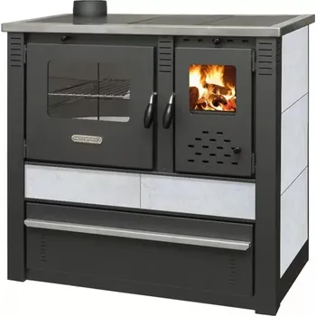 Krbová kamna STREND PRO Sporák na tuhé palivo Panonia, 10,5 kW, bílý, levý vývod