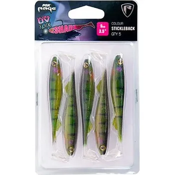 Rybářský háček 5ks - Gumová Nástraha Rage Ultra UV Slick Shad Single Colour Packs 9cm Stickleback