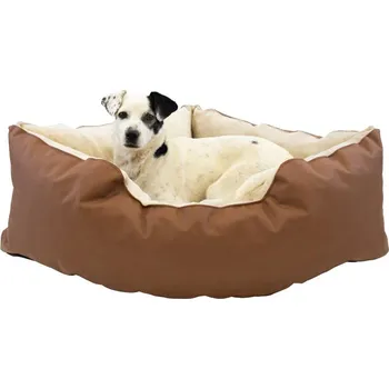 Pelíšek pro psa Pelech SAMOHÝL Buffy rohový hnědý/béžový 60x60cm