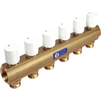 Stavebniny Giacomini R553V Rozdělovač s vestavěným ventilem pro každý vývod, bez adaptérů
