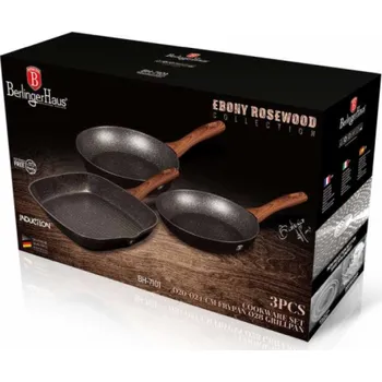 Sada nádobí Sada pánví s mramorovým povrchem 3 ks Ebony Line Rosewood BH-7101