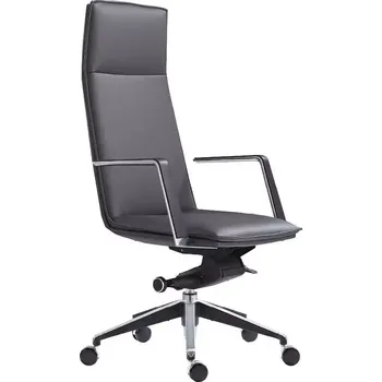 RUBEN křeslo kancelářské s područkami, kříž ALU, kůže černá