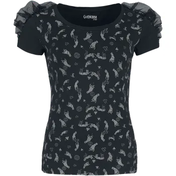 Dámské tričko Tričko Gotika z Gothicana by EMP - Řasené tričko s celoplošným potiskem - Ženy - černá