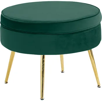 Taburet Luxusní taburet, smaragdová Velvet látka/chrom zlatý, Art-deco, NOBLIN TYP 1