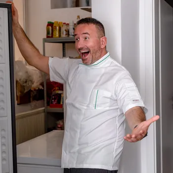 Gastro oděv EGOchef Kuchařský rondon Microtec krátký rukáv - bílý 4XL E-2071001E4XL