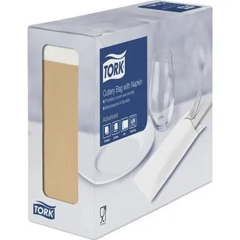 Papírový ubrousek Kapsička na příbory, natur, 2 vrstvá s bílým ubrouskem, TORK