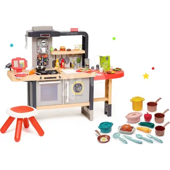 Dětská kuchyňka Restaurace s elektronickou kuchyňkou Chef Corner Restaurant Smoby a nádobím a hrnci