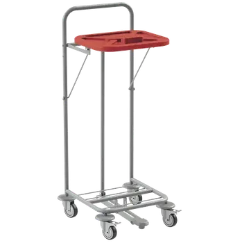 Odpadkový koš VK 80 - 1N vozík na třídění odpadu a prádla plast - VK - červený